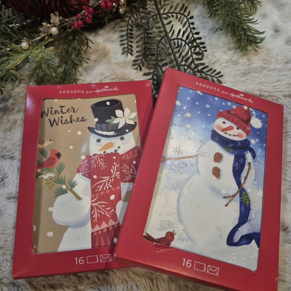 Hallmark Winter Wishes Snowman Cards 32 Cards Bundle
